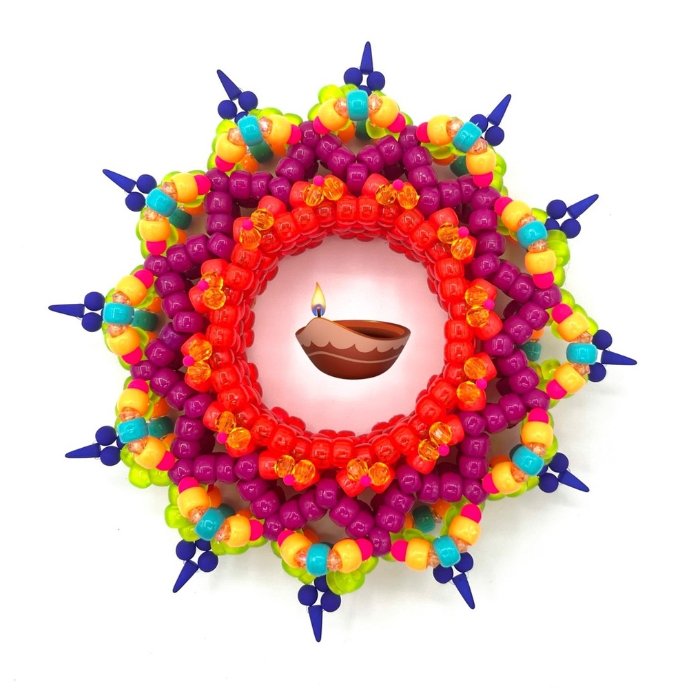 🪔”Diwali Festival of Lights”🪔 3D UFO PLUR Rave Custom Kandi Cuff